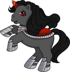 Size: 1624x1686 | Tagged: safe, artist:fairymoss, king sombra, pony, unicorn, g1, g4, female, g4 to g1, generation leap, mare, queen umbra, request, requester:reversalmushroom, rule 63, simple background, solo, transparent background