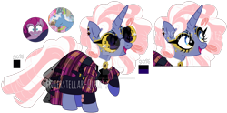 Size: 1920x954 | Tagged: safe, artist:interstellar-quartz, pinkie pie, pokey pierce, oc, pony, unicorn, g4, clothes, dress, female, mare, offspring, parent:pinkie pie, parent:pokey pierce, parents:pokeypie, simple background, sunglasses, transparent background