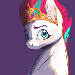 Size: 1280x1280 | Tagged: safe, artist:flurryheart04, zipp storm, pegasus, pony, g5, bust, crown, female, jewelry, looking at you, mare, purple background, regalia, simple background, solo