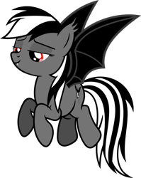 Size: 797x1003 | Tagged: safe, artist:porygon2z, rainbow dash, oc, oc:count dashula, bat pony, pegasus, pony, undead, vampire, g4, bat ponified, black and white mane, closed mouth, colored wings, ear tufts, faic, fangs, female, flying, looking down, mare, race swap, rainbowbat, red eyes, simple background, smiling, smug, solo, spread wings, transparent background, vector, wings