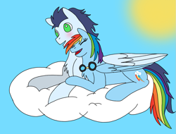 Size: 949x720 | Tagged: safe, artist:dasher666, artist:rainbow-deathblow, edit, rainbow dash, soarin', pegasus, pony, g4, female, male, mare, ship:soarindash, shipping, stallion, straight