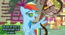 Size: 1101x594 | Tagged: safe, artist:stopthedab10, edit, edited screencap, screencap, applejack, rainbow dash, earth pony, pegasus, pony, snake, g4, cart, crossover, crossover shipping, cute, dashabetes, eyes closed, female, hypno dash, hypno eyes, hypnosis, hypnotized, implied appledash, implied lesbian, implied shipping, jackabetes, kaa, kaa eyes, male, mare, smiling, story included