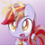 Size: 2000x2000 | Tagged: safe, artist:trackheadtherobopony, oc, oc only, oc:cinnamon lightning, pony, unicorn, bell, bell collar, collar, electricity, female, female oc, gradient background, high res, horn, mare, mare oc, no eyelashes, pony oc, solo, surprised, unicorn oc