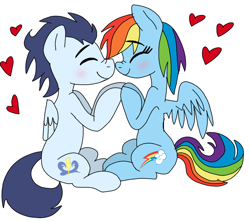 Size: 814x720 | Tagged: safe, artist:dasher666, artist:lizzyoli-ravioli, edit, rainbow dash, soarin', pegasus, pony, g4, female, male, mare, ship:soarindash, shipping, simple background, stallion, straight, white background