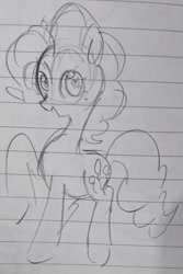 Size: 1439x2160 | Tagged: safe, artist:metaruscarlet, pinkie pie, earth pony, pony, g4, doodle, lined paper, looking at you, open mouth, solo, traditional art