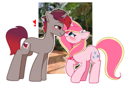 Size: 5119x3573 | Tagged: safe, artist:kittyrosie, oc, oc only, oc:rosa flame, pony, unicorn, horn, oc x oc, shipping, unicorn oc