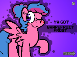 Size: 1211x899 | Tagged: safe, artist:saveraedae, oc, oc only, oc:grapefruit frost, pegasus, pony, banned from equestria daily, blushing, commission, female, gradient background, implied sex, mare, solo, splash art, style emulation, ya got