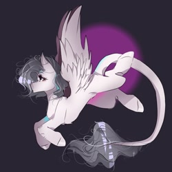 Size: 1378x1378 | Tagged: safe, artist:ventileitorr, oc, oc only, pegasus, pony, dark background, flying, leonine tail, simple background, solo, tail