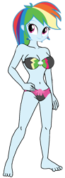 Size: 508x1378 | Tagged: safe, artist:matik1982, rainbow dash, equestria girls, g4, 1000 hours in ms paint, bikini, breasts, clothes, copy and paste, female, simple background, smiling, solo, swimsuit, transparent background