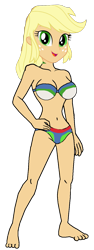 Size: 527x1402 | Tagged: safe, artist:matik1982, applejack, human, equestria girls, g4, bikini, breasts, clothes, female, simple background, solo, swimsuit, transparent background