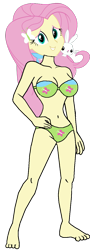 Size: 495x1374 | Tagged: safe, artist:matik1982, angel bunny, fluttershy, human, equestria girls, g4, bikini, breasts, clothes, female, simple background, solo, swimsuit, transparent background