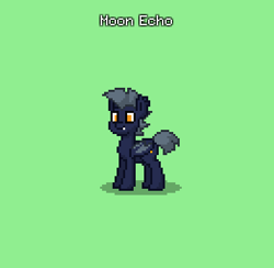 Size: 392x382 | Tagged: safe, oc, oc only, oc:moon echo, bat pony, pony, pony town, bat pony oc, bat wings, blue fur, do not steal, gray mane, gray tail, green background, male, original character do not steal, simple background, stallion, wings