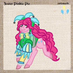 Size: 894x893 | Tagged: safe, artist:pinlrose, pinkie pie, earth pony, pony, g4, clothes, costume, female, jester, medieval, solo