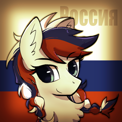 Size: 1000x1000 | Tagged: safe, artist:brella, oc, oc only, oc:marussia, pony, female, mare, nation ponies, ponified, russia, russian flag, solo