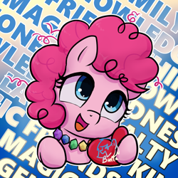 Size: 1000x1000 | Tagged: safe, artist:brella, pinkie pie, g4, female, filly, filly pinkie pie, heart, solo, younger