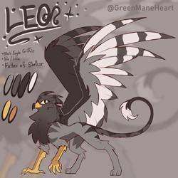 Size: 3000x3000 | Tagged: safe, artist:greenmaneheart, oc, oc:leo, griffon, colored wings, high res, male, multicolored wings, solo, wings