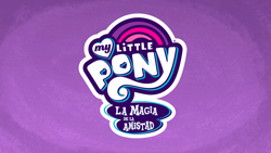 Size: 1920x1080 | Tagged: safe, screencap, g4, abstract background, intro, logo, my little pony logo, my little pony: friendship is magic logo, no pony, spanish, title card