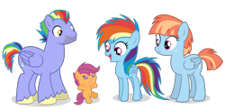 Size: 7512x3672 | Tagged: safe, artist:lanternomega, bow hothoof, rainbow dash, scootaloo, windy whistles, pegasus, pony, g4, adopted, adopted offspring, age regression, baby, baby scootaloo, cute, cutealoo, daaaaaaaaaaaw, dashabetes, family, father and child, father and daughter, female, filly, foal, group, male, mare, mother and child, mother and daughter, open mouth, open smile, parent:bow hothoof, parent:windy whistles, scootadoption, scootalove, siblings, simple background, sisters, smiling, stallion, teenager, transparent background, vector, windybetes, younger