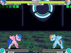 Size: 1080x810 | Tagged: safe, artist:tom artista, firefly, rainbow dash, fighting is magic, g1, g4, fan game, game screencap, new, room, science fiction, stage, systems, technology