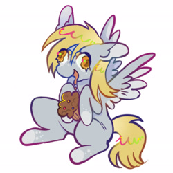 Size: 2048x2048 | Tagged: safe, artist:7redteeths, derpy hooves, pegasus, pony, g4, female, food, high res, mare, muffin, simple background, solo, white background
