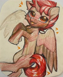 Size: 2216x2672 | Tagged: safe, artist:vensual99, oc, oc only, oc:hardy, alicorn, pony, :p, chest fluff, high res, looking at you, lying down, male, on back, pencil drawing, solo, spread wings, stallion, tongue out, traditional art, wings