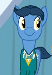 Size: 374x536 | Tagged: safe, screencap, toe-tapper, earth pony, pony, filli vanilli, g4, animated, bobbing, cropped, cute, gif, looking sideways, male, ponytones outfit, solo, stallion