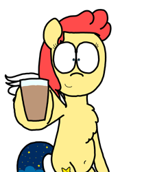 Size: 3023x3351 | Tagged: safe, artist:professorventurer, oc, oc:power star, pegasus, pony, belly button, bipedal, chest fluff, choccy milk, chocolate, chocolate milk, female, high res, looking at you, mare, milk, rule 85, smiling, smiling at you, super mario 64, super mario bros.