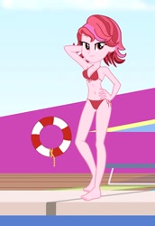 Size: 1175x1705 | Tagged: safe, artist:robertsonskywa1, windy, human, equestria girls, g4, g5, bikini, clothes, equestria girls-ified, feet, female, g5 to equestria girls, g5 to g4, generation leap, hand on hip, hands in the air, photo, red bikini, sexy, side-tie bikini, sleeveless, solo, swimsuit