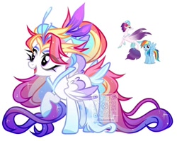 Size: 1080x860 | Tagged: safe, artist:diiademmm, queen novo, rainbow dash, pegasus, pony, seapony (g4), g4, my little pony: the movie, bioluminescent, crown, dorsal fin, fin, fin wings, fins, fish tail, flowing mane, flowing tail, fusion, jewelry, peytral, qr code, regalia, simple background, tail, white background, wings