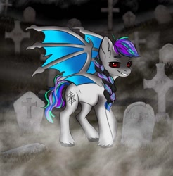 Size: 819x831 | Tagged: artist needed, safe, oc, bat pony, concave belly, gravestone, hoof fluff, leg fluff, spread wings, unshorn fetlocks, wings