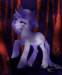 Size: 819x984 | Tagged: safe, artist:gluaten, oc, oc only, pony, unicorn, forest, nature, night, solo, tree
