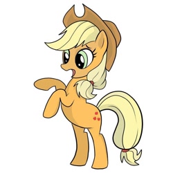 Size: 1000x1000 | Tagged: artist needed, safe, applejack, earth pony, pony, g4, applejack's hat, bipedal, cowboy hat, hat, rearing, simple background, solo, white background