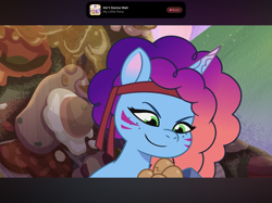 Size: 2732x2048 | Tagged: safe, screencap, misty brightdawn, pony, unicorn, friday night food fight, g5, my little pony: tell your tale, spoiler:g5, spoiler:my little pony: tell your tale, spoiler:tyts01e66, apple music, female, high res, mare, notification, rebirth misty