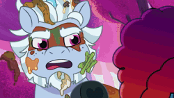Size: 1920x1080 | Tagged: safe, screencap, alphabittle blossomforth, misty brightdawn, pony, unicorn, friday night food fight, g5, my little pony: tell your tale, spoiler:g5, spoiler:my little pony: tell your tale, spoiler:tyts01e66, animated, baby, baby pony, female, filly, filly misty brightdawn, foal, male, sound, stallion, webm, younger