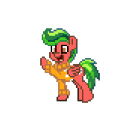 Size: 1023x1023 | Tagged: safe, oc, oc only, oc:feather foot, pegasus, pony, pony town, boop, clothes, food, happy, hazel eyes, male, manepxls, pixel art, pxls.space, simple background, solo, stallion, sweater, transparent background, watermelon