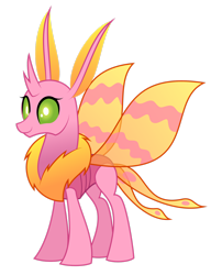 Size: 1600x2078 | Tagged: safe, artist:aleximusprime, oc, oc only, oc:elytra, changedling, changeling, fanfic:my big fat pink wedding, flurry heart's story, changedling oc, changeling oc, concave belly, female, pink changeling, simple background, smiling, solo, transparent background