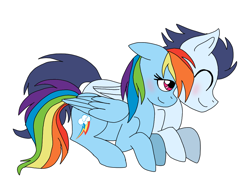 Size: 1000x720 | Tagged: safe, artist:dasher666, artist:tsukii-san, edit, rainbow dash, soarin', pegasus, pony, g4, female, male, mare, ship:soarindash, shipping, simple background, stallion, straight, white background