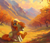 Size: 1194x1018 | Tagged: safe, artist:yidwags, applejack, bright mac, earth pony, pony, g4, crying, duo, embrace, family, hug, hug from behind, mountain, mountain range, orchard, sitting, sunset