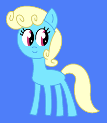 Size: 652x748 | Tagged: safe, artist:the-rainbow-nigga420, eclair créme, earth pony, pony, g4, 1000 hours in ms paint, background pony, blue background, cute, eclairdorable, female, mare, ms paint, no clothes, paint.net, simple background, smiling, solo