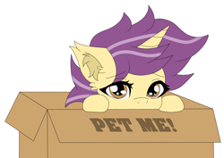 Size: 4092x2893 | Tagged: safe, artist:sadpanda1268, oc, oc only, pony, box, pony in a box, simple background, solo, white background