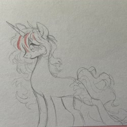 Size: 2048x2048 | Tagged: safe, artist:clowncarpal, oc, oc only, pony, unicorn, female, high res, mare, sketch, solo, traditional art