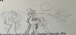Size: 2048x942 | Tagged: safe, artist:clowncarpal, oc, oc only, oc:inky quills, pony, cloud, graph paper, male, nose piercing, piercing, solo, stallion, sun, traditional art