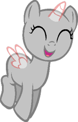 Size: 275x433 | Tagged: safe, artist:softybases, oc, oc only, alicorn, pony, g4, ^^, alicorn oc, bald, base, eyes closed, female, filly, foal, horn, open mouth, open smile, show accurate, simple background, smiling, solo, spread wings, transparent background, transparent horn, transparent wings, wings
