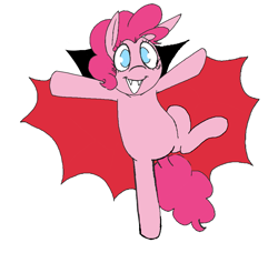 Size: 989x900 | Tagged: safe, artist:dsstoner, pinkie pie, earth pony, pony, undead, vampire, g4, cape, clothes, fangs, female, mare, pinktober, simple background, solo, white background