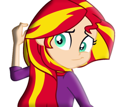 Size: 674x590 | Tagged: safe, artist:paco777yuyu, sunset shimmer, equestria girls, g4, beautiful, cute, female, green eyes, simple background, solo, transparent background