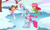 Size: 1000x600 | Tagged: safe, artist:cloudy glow, artist:lelittleluna, artist:lizzmcclin, pinkie pie, rainbow dash, earth pony, human, pegasus, pony, g4, clothes, crossover, dora márquez, dora the explorer, ice skates, ice skating, scarf, skates, strawberry shortcake, strawberry shortcake (character), winter