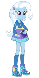 Size: 1140x2280 | Tagged: safe, artist:ajosterio, trixie, equestria girls, g4, clothes, female, hoodie, jacket, miniskirt, shoes, simple background, skirt, smiling, socks, solo, transparent background, vector