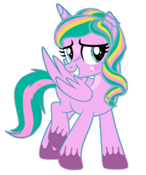 Size: 828x993 | Tagged: safe, artist:star-heart2002, oc, oc only, oc:star heart, alicorn, pony, 2024 community collab, derpibooru community collaboration, simple background, smiling, solo, transparent background