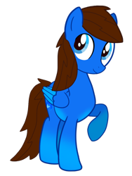 Size: 768x1024 | Tagged: safe, artist:bluemario11, oc, oc only, oc:blue thunder, pegasus, pony, 2024 community collab, derpibooru community collaboration, simple background, smiling, solo, transparent background, wings