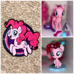 Size: 828x828 | Tagged: safe, artist:thebronypony123, pinkie pie, earth pony, pony, g4, collection, female, figure, merchandise, pin, solo